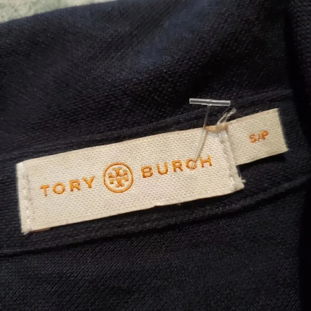 Tory Burch navy blue zip polo shirt sz small